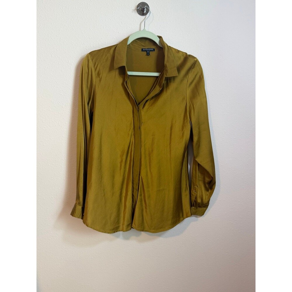 Eileen Fisher Silk Button Down Long Sleeve Blouse Women’s Petite Large